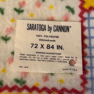 100% Polyester Blanket with Stitched-Ends Saratoga by Cannon per package insert